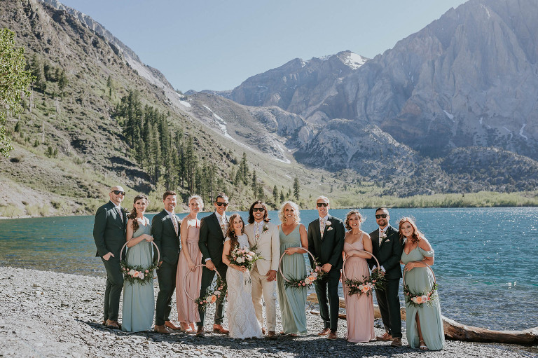 bridal party at convict lake in mammoth