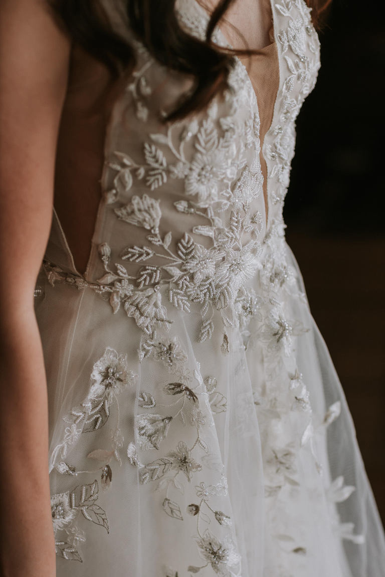 Lace detail on BHLDN dress from anthropologie